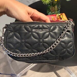 Michael Kors Medium Quilted Chain Pouchette Bag - Black